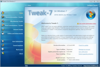 Tweak-7 1.0 Build 1250 + таблетка