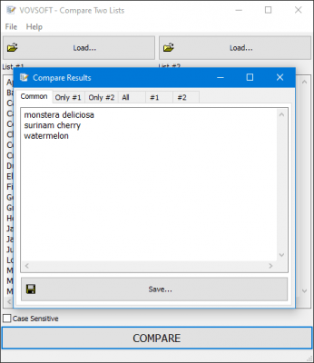 Vovsoft Compare Two Lists 1.1 Vovsoft Compare Two Lists 1.1