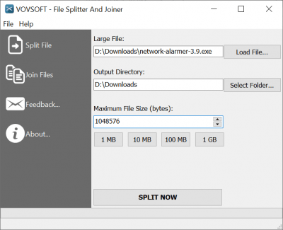 Vovsoft File Splitter And Joiner 1.2 Vovsoft File Splitter And Joiner 1.2