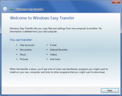 Windows Easy Transfer 6.1