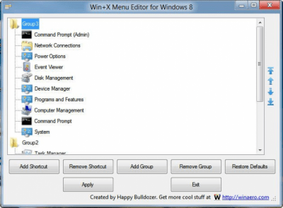 Win+X Menu Editor for Windows 8 3.0.0.0