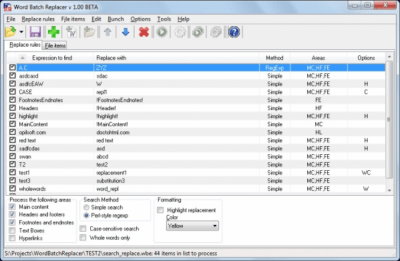 Word Batch Replacer 1.00 BETA build 022