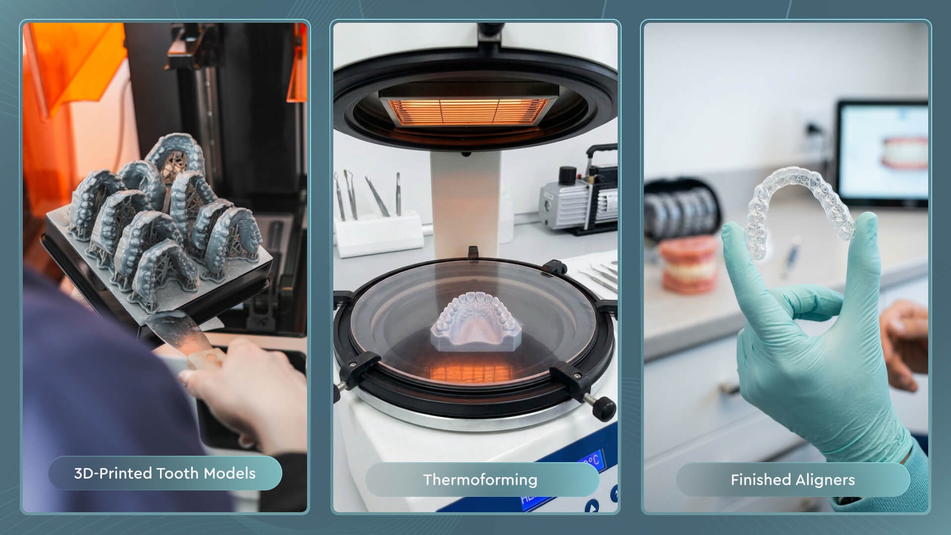 Clear aligner fabrication process from 3D printing to thermoforming