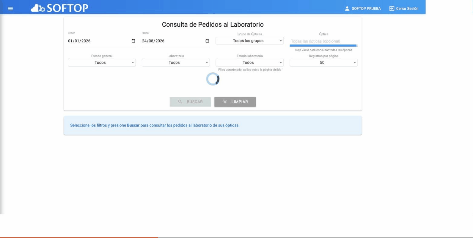 Cómo consultar los pedidos: ajustar fechas, registros por página y presionar Buscar para ver los pedidos de todas las sedes