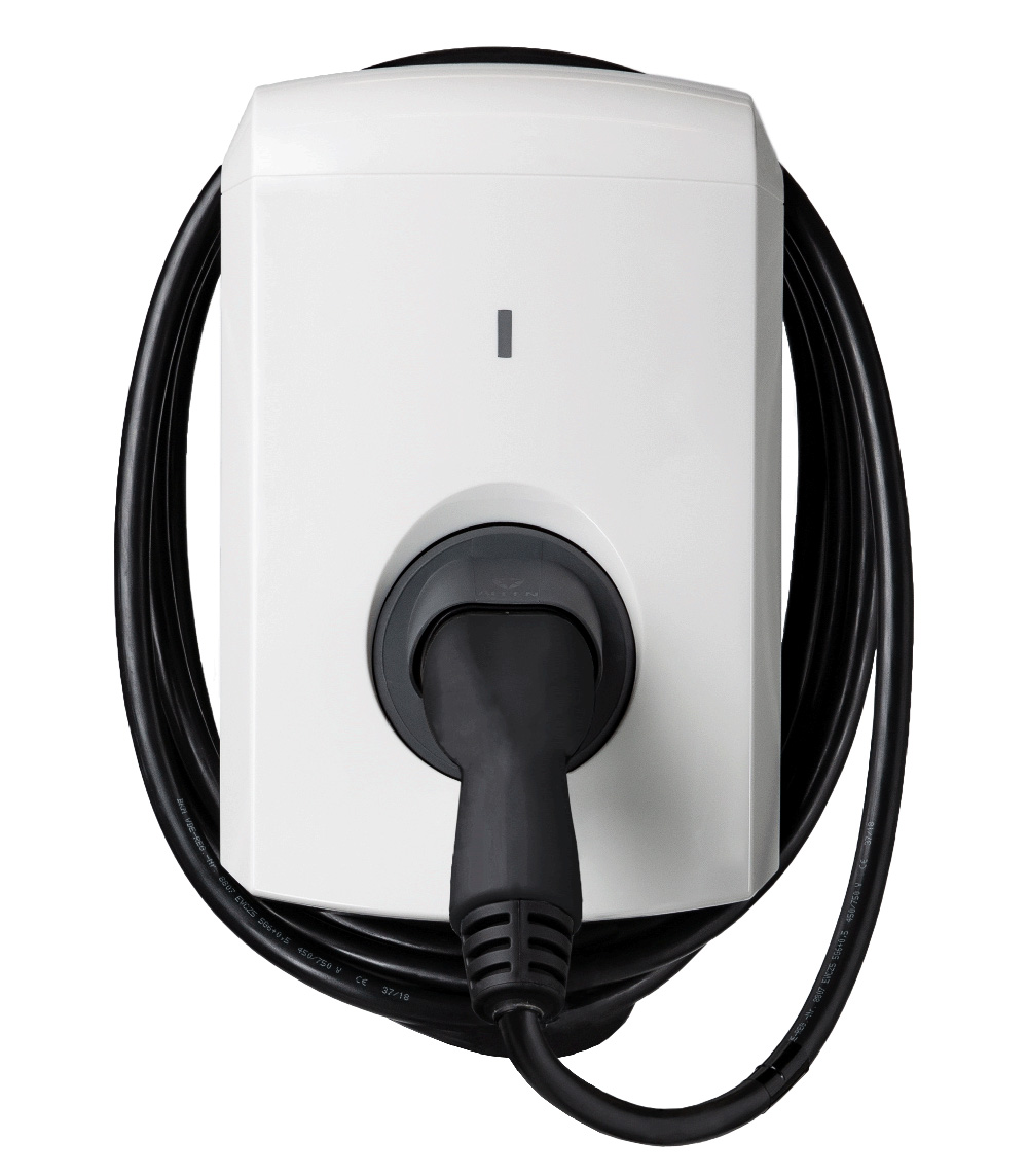 Alfen - E-mobility - Wallbox Alfen Eve S-Line versione monofase con cavo 5metri, 4 anni di garanzia, potenza regolabile, corrente max 32A, Accesso con RFID, Interfaccia LED multi colore, Porta Ethernet/LAN RJ45, Rilevamento correnti DC fino a 6mA, IP55 – IK10