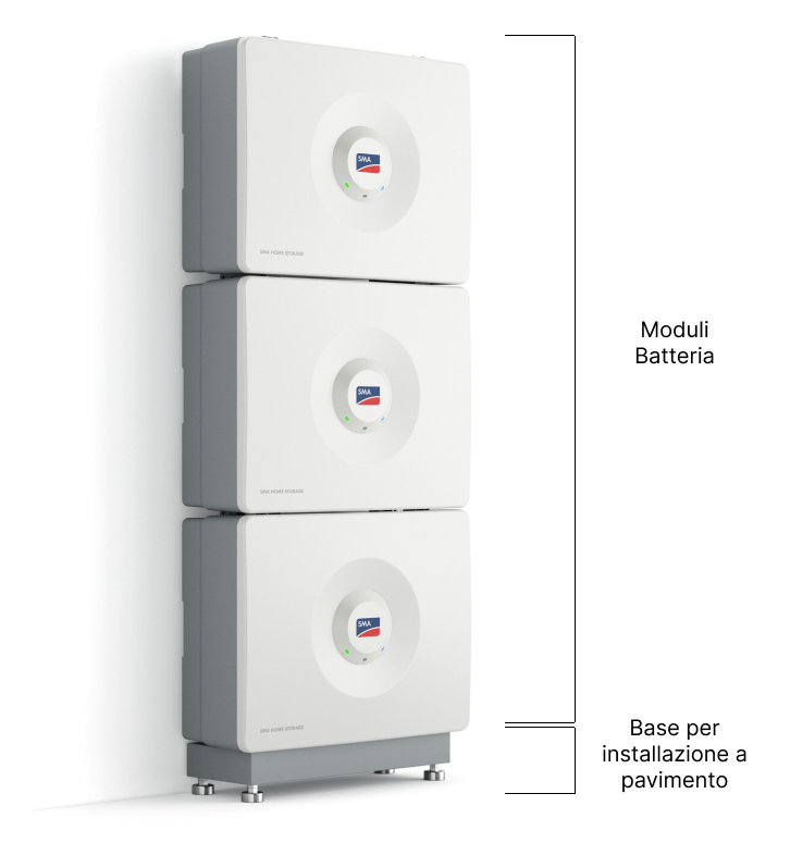 SMA - Batterie - Batteria Sma- Modello: Home Storage- Capacità per modulo: 3,28 kWh- Dimensioni: 610 × 483 × 214,6 mm - Peso: 38 kg