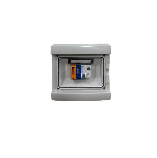 Icierre - Quadri Elettrici - ICR-QAC MONO FASE 1/3 KW 16A 230V - IMTD Cl.A 300 mA 16A - INT (ENTRA/ESCI) - Scaricatore di Sovrat. SPD Cl. II2P 230V-15 kA - Box IP65 (12 Mod.115x220x200)-Schema Unifil.- Di.co