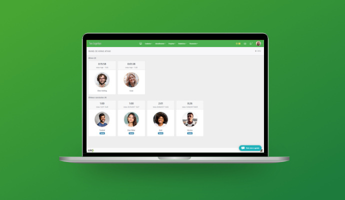 Painel de horas ativas na gestão de projetos.
