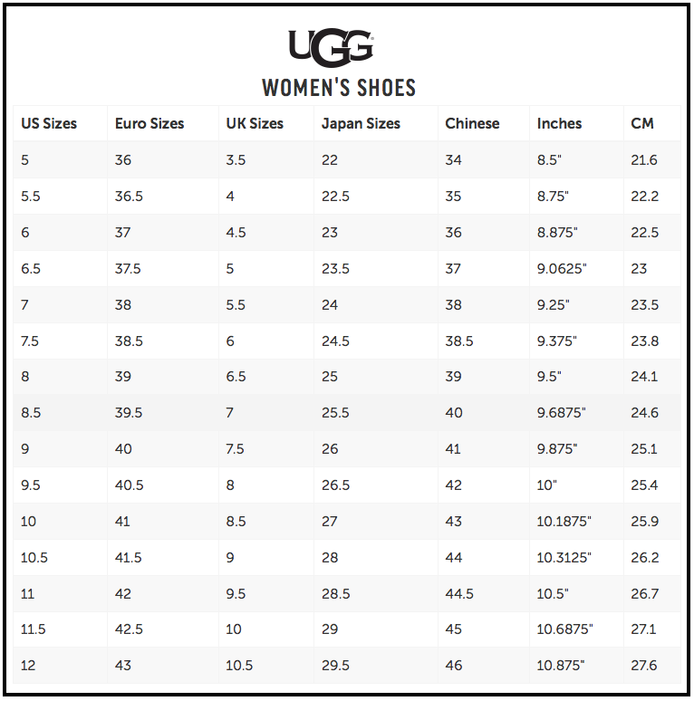 رو أنفق فسيحة ugg uk size guide 