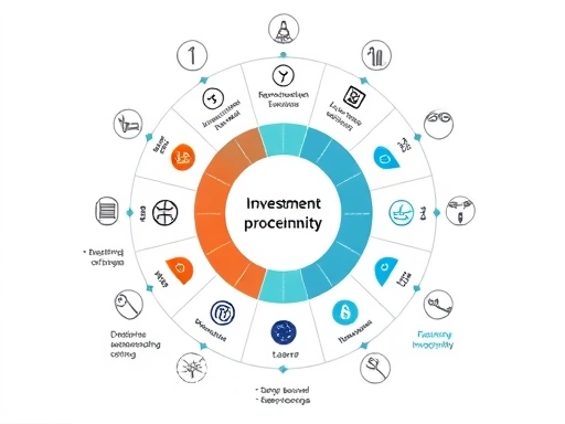 여러 아이콘과 지표가 표시된 인포그래픽 형태의 원형 다이어그램.