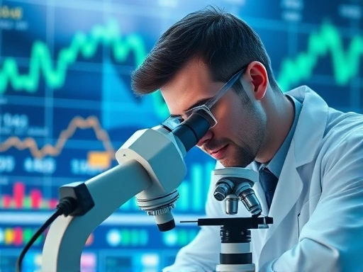 주식 차트와 바이오 연구 이미지