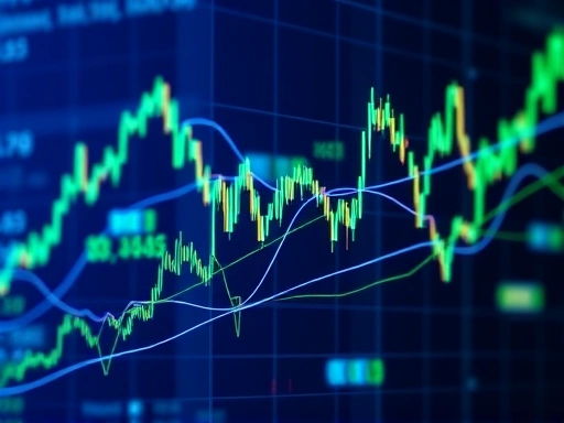 다양한 주식 차트 지표들이 복잡하게 얽혀 있는 모습