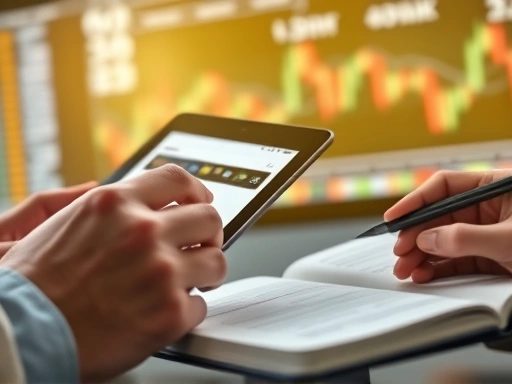 SNS 피드와 뉴스 기사를 분석하는 손의 클로즈업 이미지