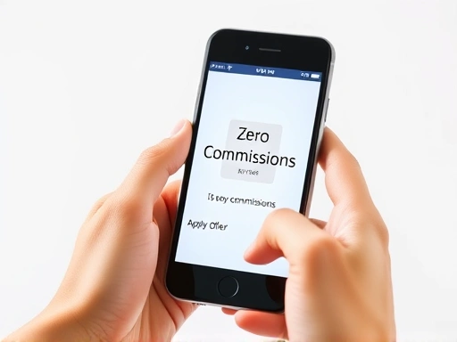 두 손이 모바일 트레이딩 시스템(MTS) 앱이 실행된 스마트폰을 들고 있는 모습