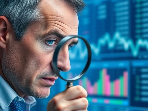 두 손이 모바일 트레이딩 시스템(MTS) 앱이 실행된 스마트폰을 들고 있는 모습