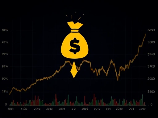 주식 차트와 돈 주머니 아이콘이 함께 있는 이미지