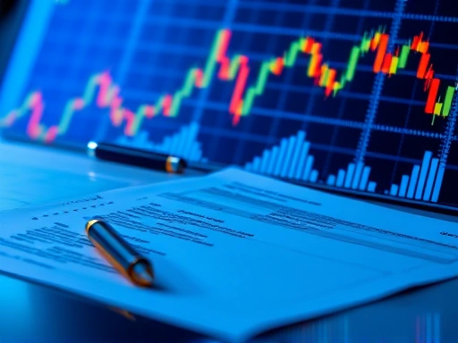 주식 시장 차트와 함께 옵션 계약서가 놓여 있는 모습