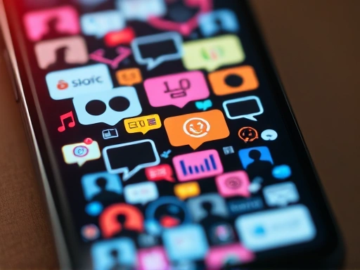 다양한 사람들의 말풍선과 그래프가 혼재된 모바일 화면을 클로즈업하여 보여주는 이미지