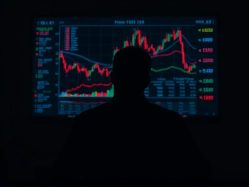 노트북 앞에 앉아 복잡한 주식 차트와 숫자를 보며 고민하는 사람의 모습