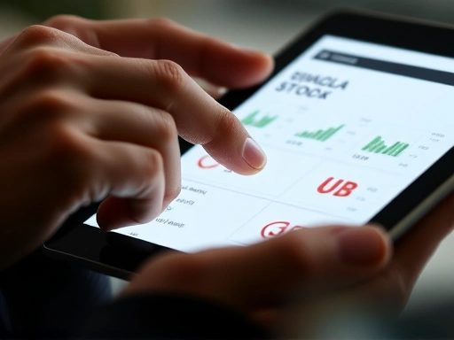 클로즈업된 두 손이 태블릿 화면을 터치하고 있다.