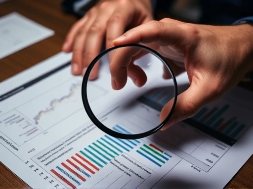 투자자가 돋보기를 들고 ETF 관련 서류를 꼼꼼히 들여다보고 있는 모습