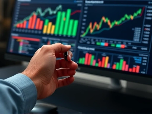 부동산 데이터 분석에 몰두하는 사람의 손과 화면을 중심으로 한 클로즈업 장면