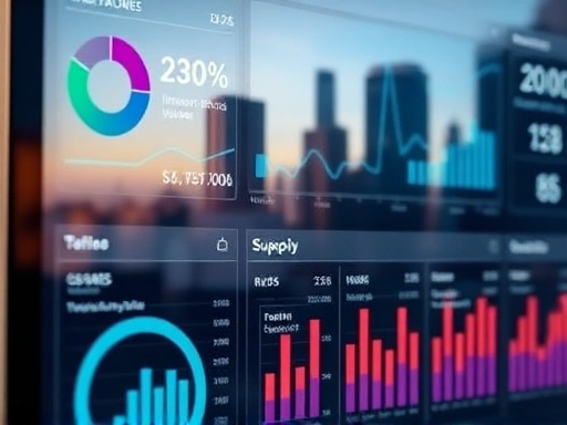 정교한 데이터 시각화가 돋보이는 디지털 대시보드를 클로즈업한 이미지