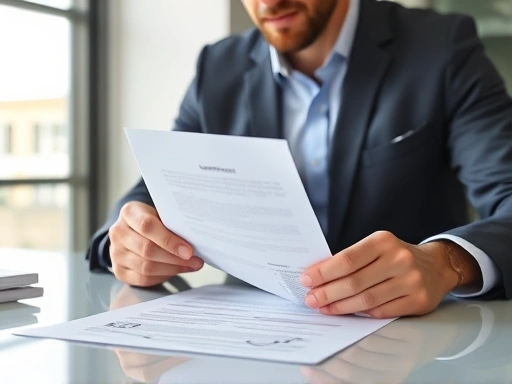 전문가가 부동산 계약서 필수 조항을 꼼꼼히 확인하며 계약의 중요성을 강조하는 모습