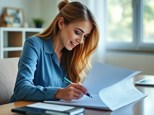성공적인 부동산 대출 심사 통과를 위해 대출 서류를 꼼꼼히 확인하고 금융기관 상담에 대비하는 모습