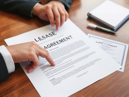 책상 위에 놓인 임대차 계약서와 펜, 그리고 그 옆에 있는 내용증명 서류.