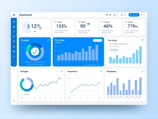 다양한 통계 지표와 그래프가 깔끔하게 배열된 대시보드 화면이 중심에 배치되어, 데이터 분석의 중요성을 강조합니다.