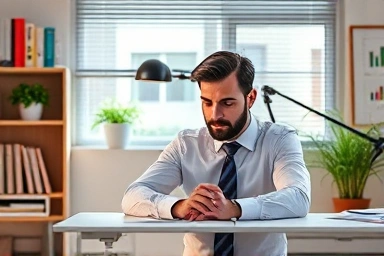 부동산 투자 초심자를 위한 성공 전략: 밝은 색감과 세련된 디자인으로 신뢰감을 주는 서재에서, 투자 관련 서적과 그래프를 보며 분석하는 투자자의 모습