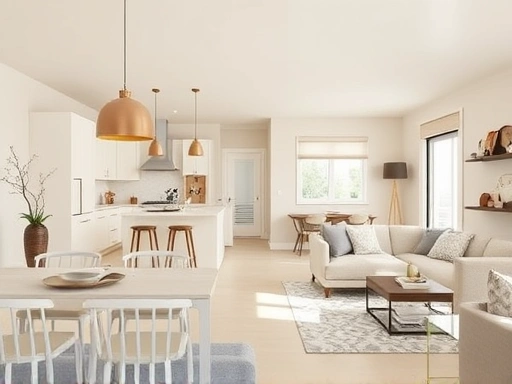 모던하고 깔끔하게 리모델링된 주방과 거실이 넓게 펼쳐져 있어, 채광이 잘 들어오는 밝은 분위기