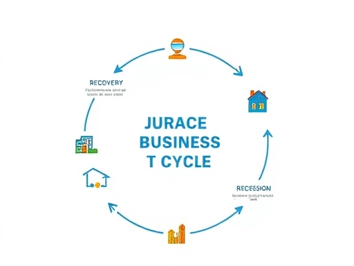 4단계의 부동산 경기 사이클을 시각적으로 나타내는 다이어그램 또는 흐름도.