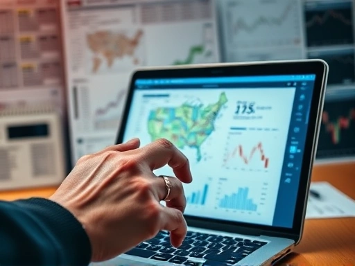 지하철 노선도와 증권 차트를 배경으로, 노트북을 앞에 두고 투자 지도를 면밀히 분석하는 사람의 손.