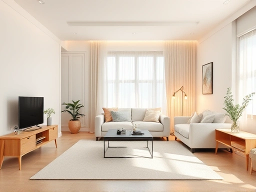 밝은 채광의 미니멀한 원룸 공간이 파티션을 통해 효율적인 투룸으로 분리되는 모습