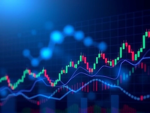 암호화폐 차트와 그래프가 있는 추상적인 배경, 기관 투자자의 분석적인 관점을 강조하는 차가운 색상과 전문적인 조명으로 복잡한 데이터 분석과 시장 통찰력을 보여줍니다.