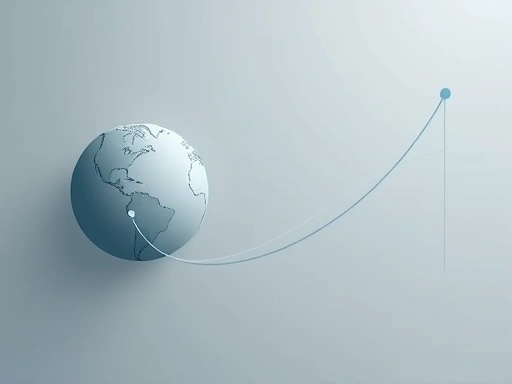 디지털 데이터 스트림을 통해 연결된 지구본과 그래프, 안정성을 나타내는 차분한 색상 팔레트와 신뢰성을 암시하는 미니멀리즘 스타일을 사용하는 두 번째 이미지