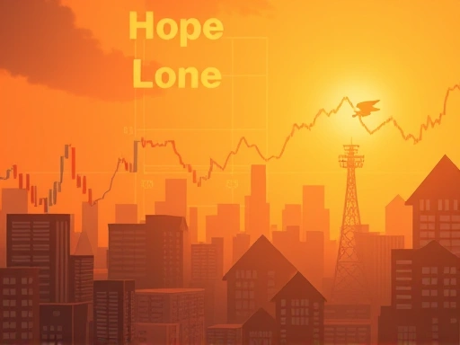 하락하는 주식 시장을 배경으로, 분할 투자하여 장기적으로 안정적인 수익을 추구하는 투자자의 모습