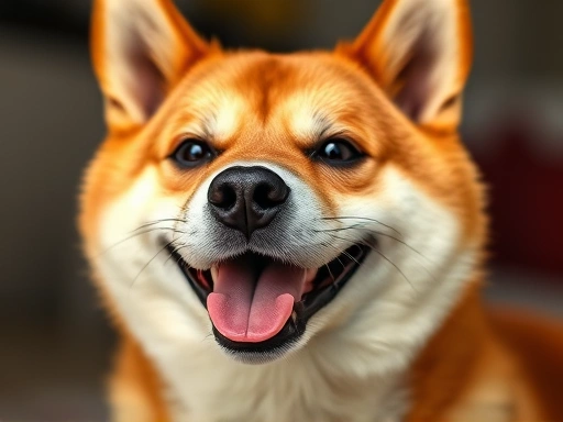 시바견 도지(Doge) 밈을 클로즈업한 이미지