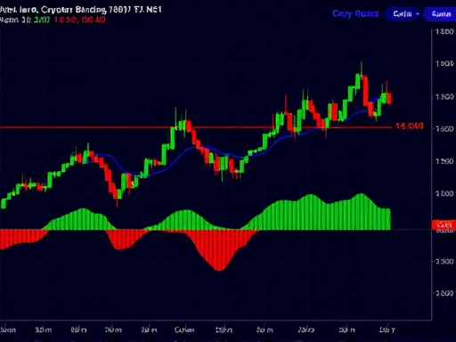 암호화폐 차트에 볼린저 밴드 지표를 추가하여 변동성을 시각적으로 분석하는 모습