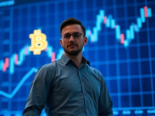 비트코인 차트 앞에 선 직장인의 결연한 모습