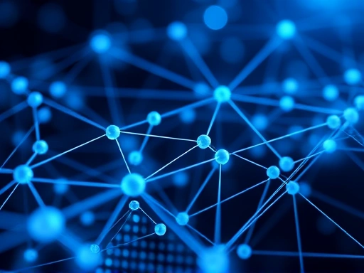 블록체인 네트워크를 추상적으로 묘사한 클로즈업 이미지