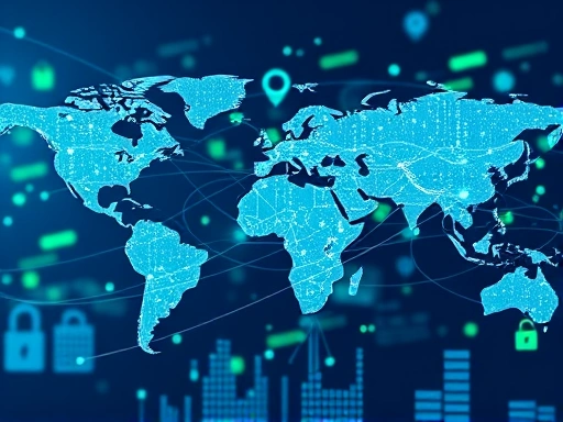 글로벌 금융 네트워크와 암호화폐 결제 시스템의 연결을 나타내는 이미지