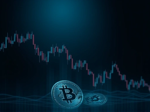 하락 추세선을 따라 급락하는 비트코인 차트를 보여주는 이미지