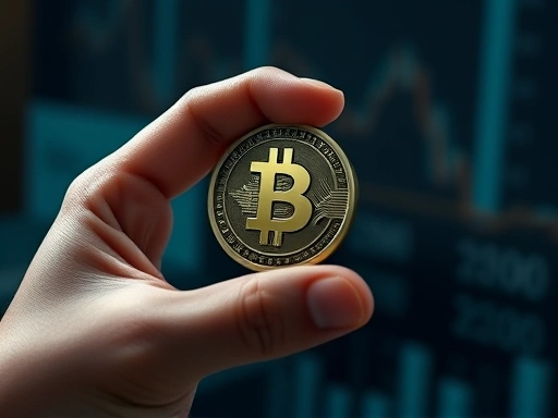 클로즈업에서 디지털 토큰을 잡고 있는 손은 재정적 맥락에서 스테이킹이 제공하는 유형의 참여와 소유권을 강조합니다.