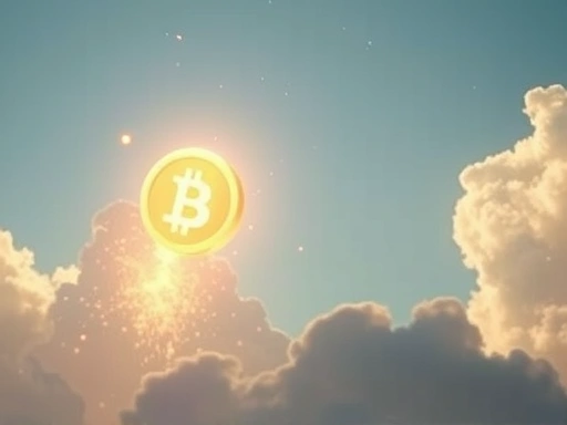 빛나는 디지털 코인이 하늘에서 떨어지는 모습