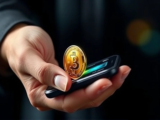 손이 디지털 지갑을 열어 빛나는 코인을 받는 모습