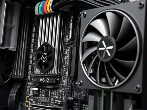 채굴 장비의 세부 클로즈업을 보여주는 이미지