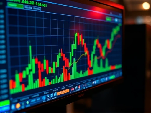 컴퓨터 화면에 표시된 암호화폐 거래소 인터페이스와 그래프를 보여주는 이미지